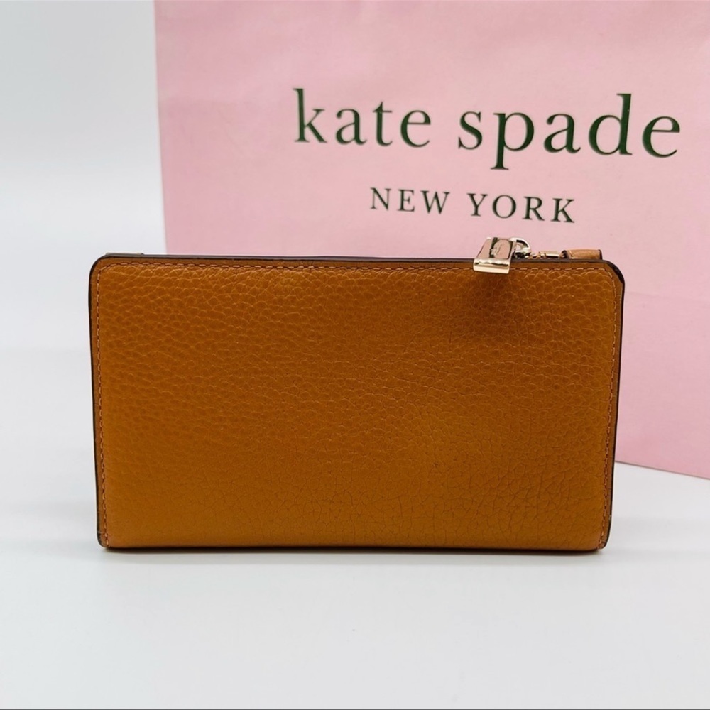 Kate Spade Leila Small Slim Bifold Wallet Brown/Gold - Picture 4 of 7